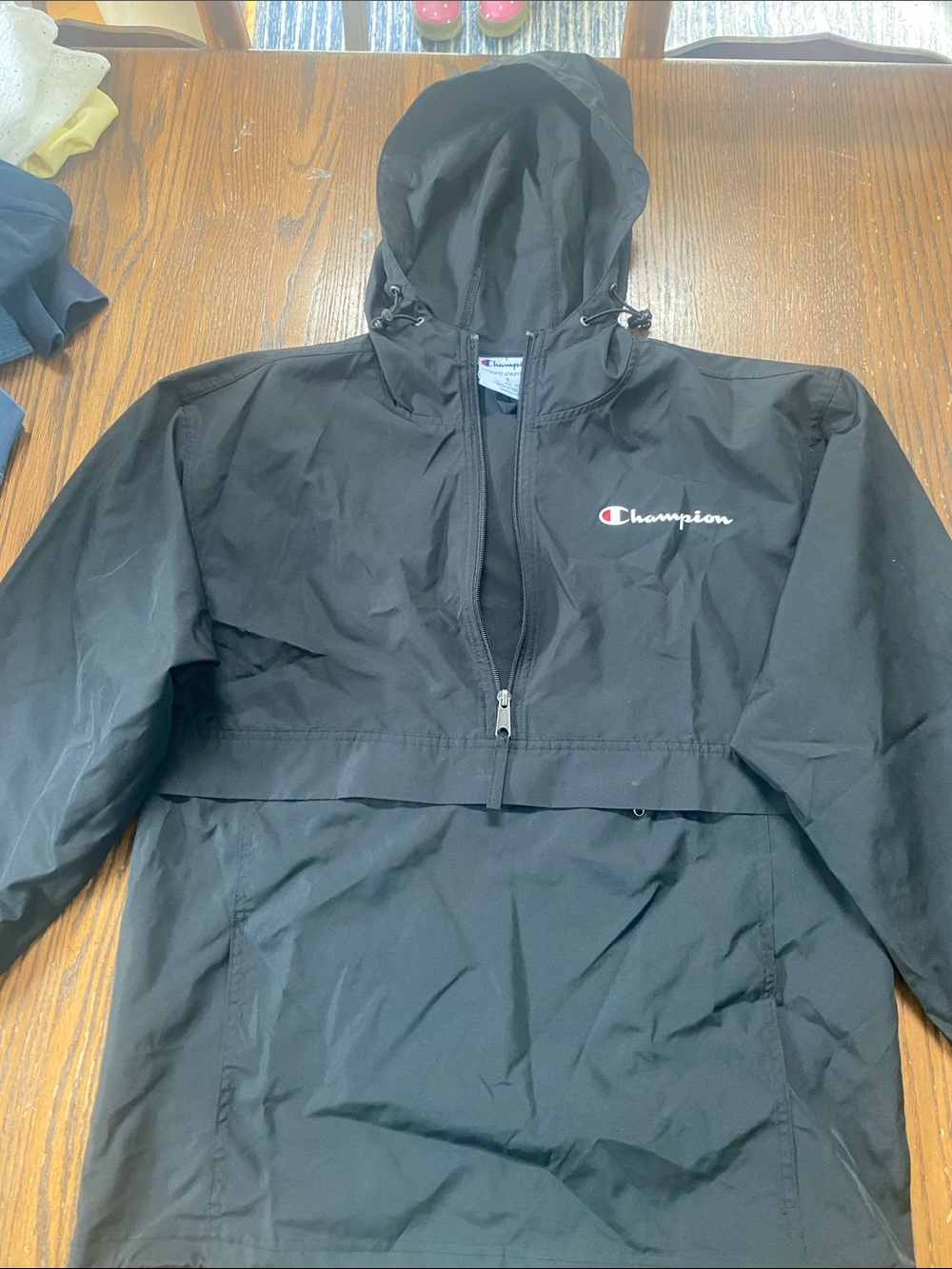 Champion Black Hooded Pullover Windbreaker